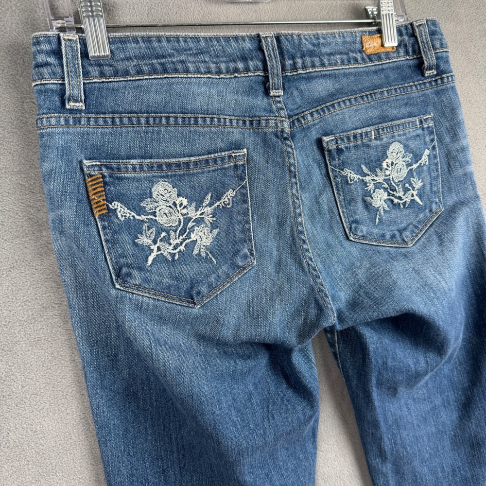 Paige Premium Denim Hollywood Hills Bootcut Jeans Embroidered Pockets 29 WA026